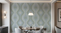 Faded Ogee Damask - Classic French Country Wallpaper⁠