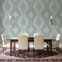 Faded Ogee Damask - Classic French Country Wallpaper⁠