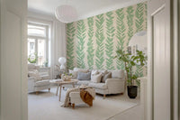 Sage Brushstroke Herringbone Wallpaper⁠