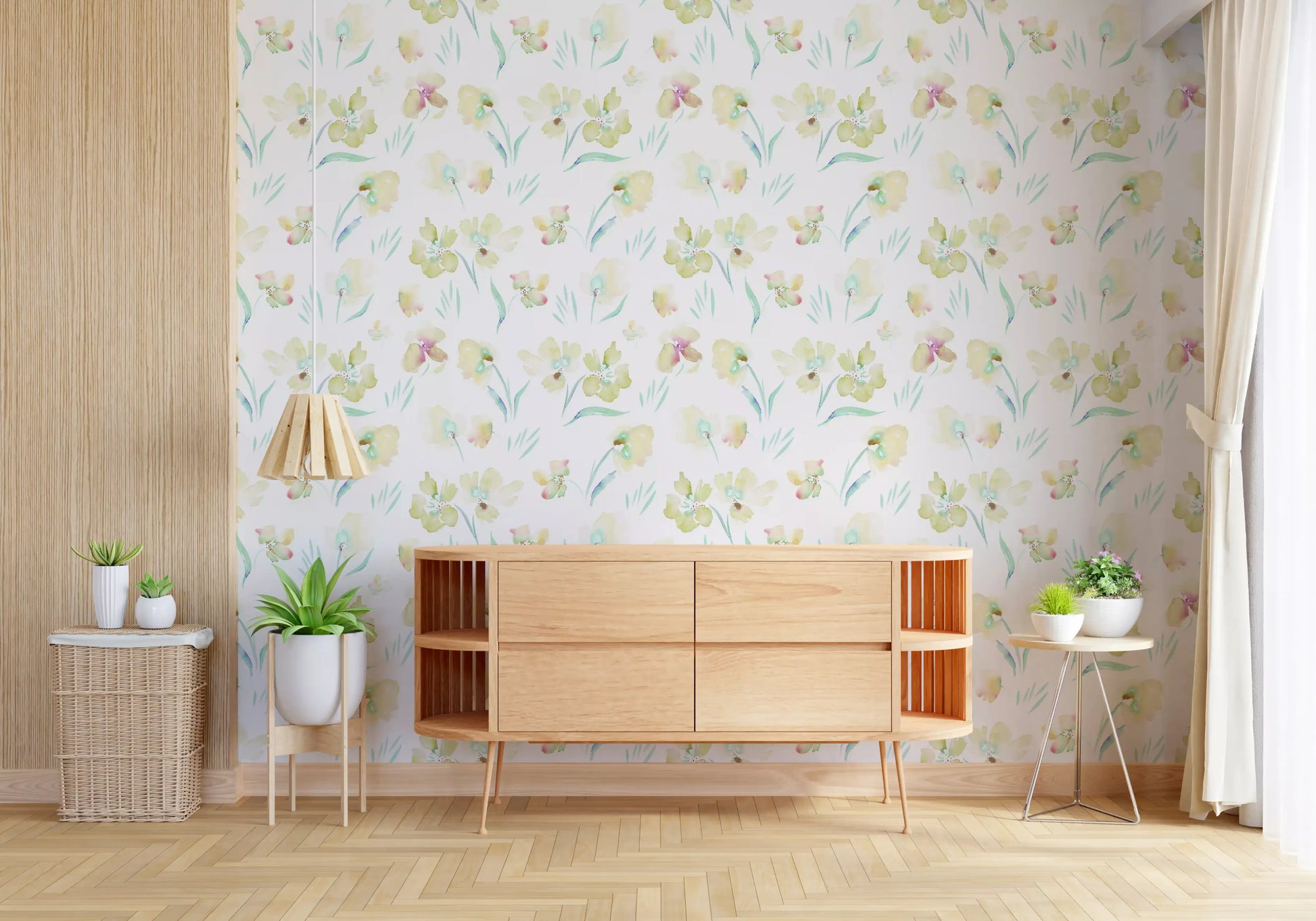 Ethereal Garden Flora Illustration Wallpaper⁠