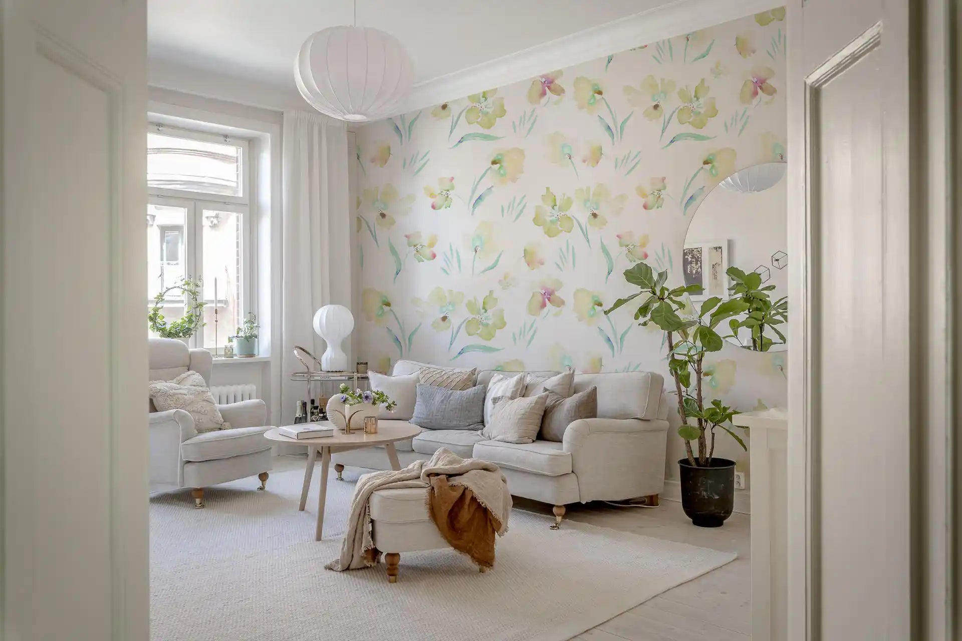 Ethereal Garden Flora Illustration Wallpaper⁠