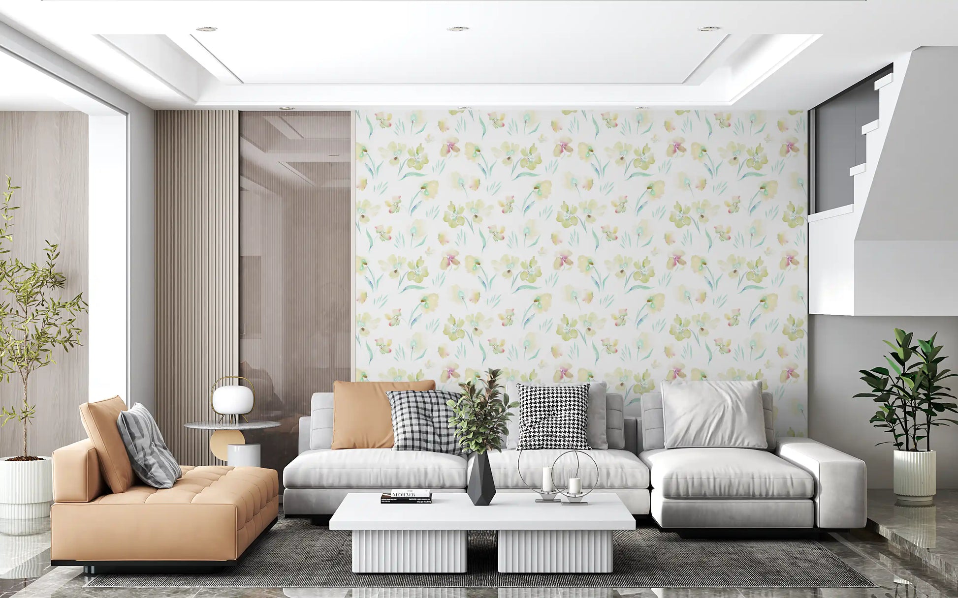 Ethereal Garden Flora Illustration Wallpaper⁠