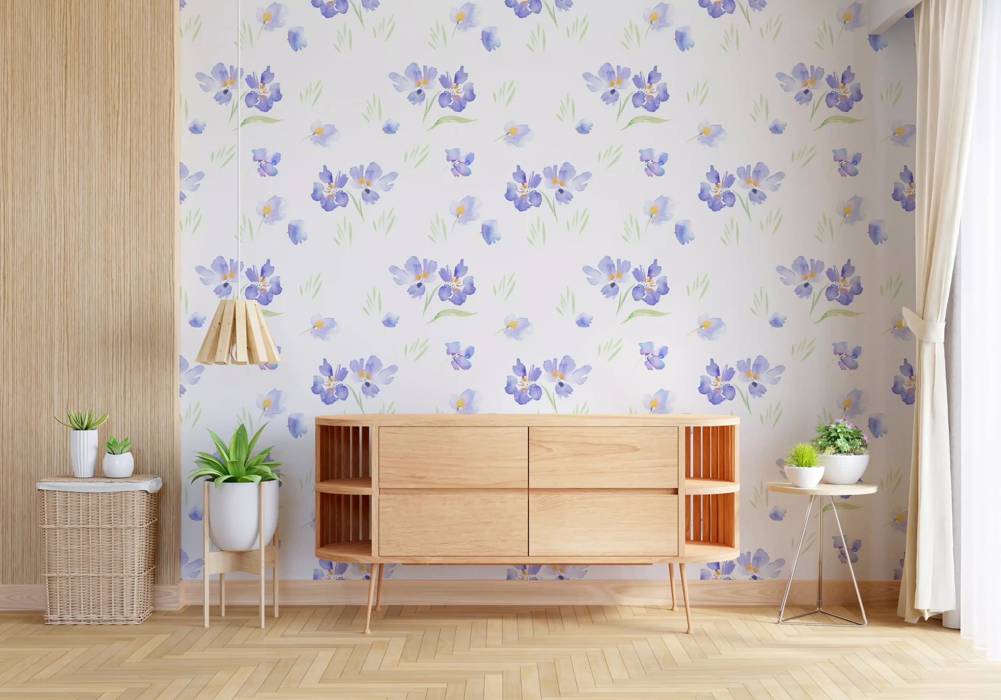 Watercolor Meadow Violet Blossoms Wallpaper⁠