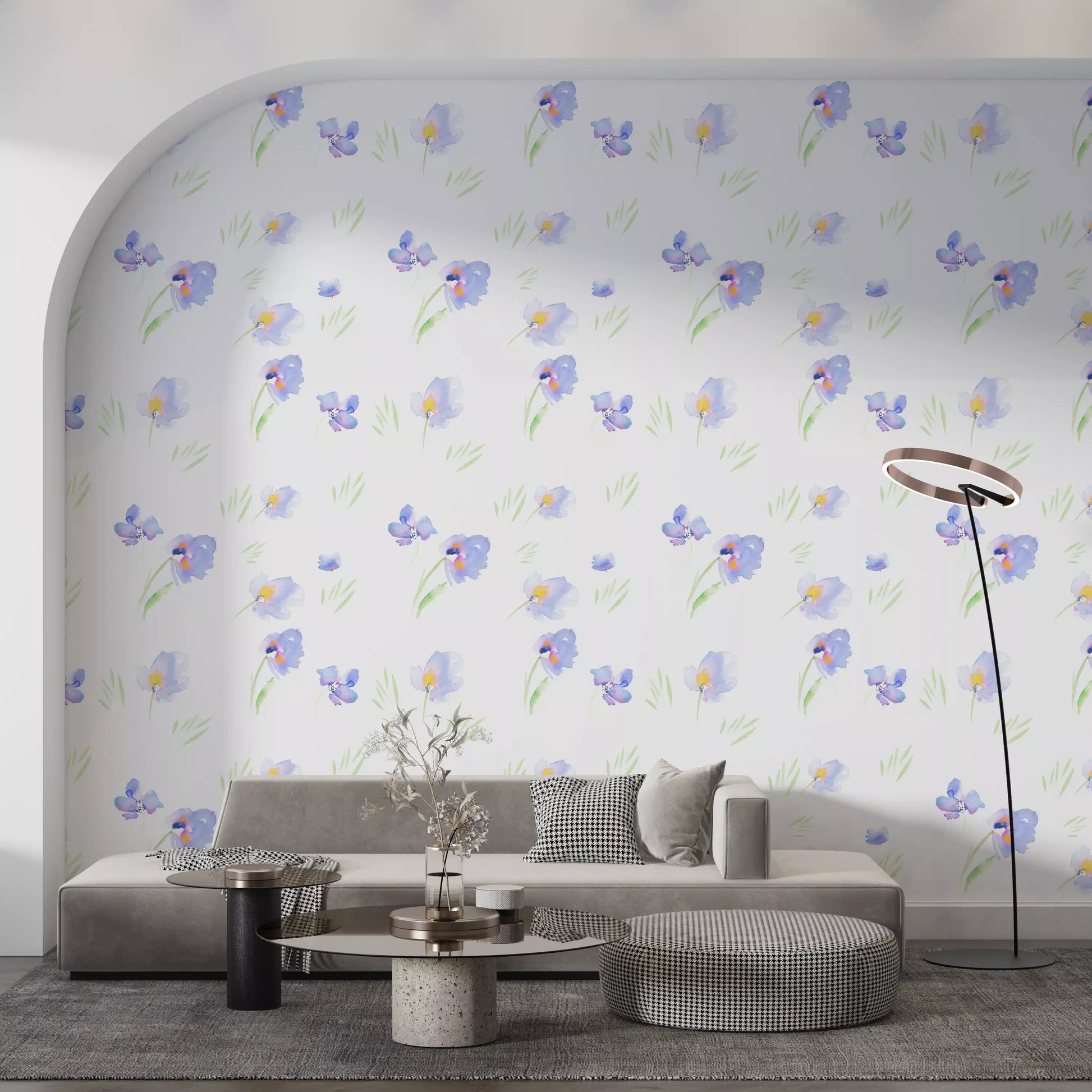 Soft Watercolor Blue Petals Wallpaper⁠