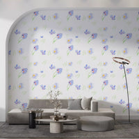 Soft Watercolor Blue Petals Wallpaper⁠