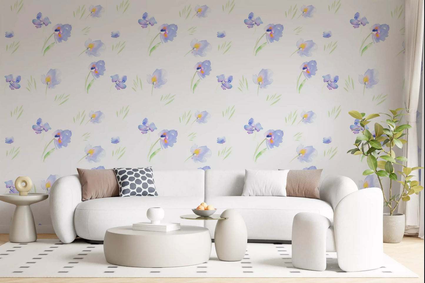 Soft Watercolor Blue Petals Wallpaper⁠