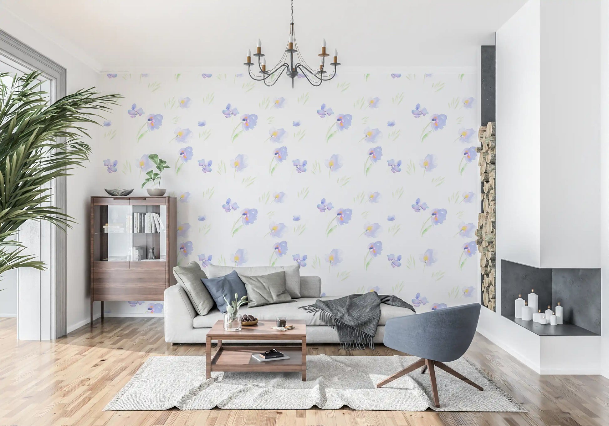Soft Watercolor Blue Petals Wallpaper⁠