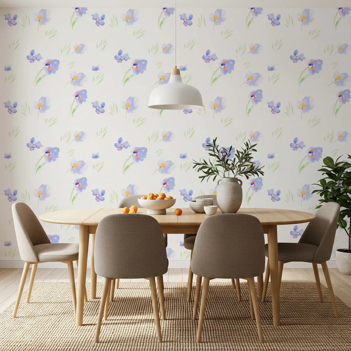 Soft Watercolor Blue Petals Wallpaper⁠