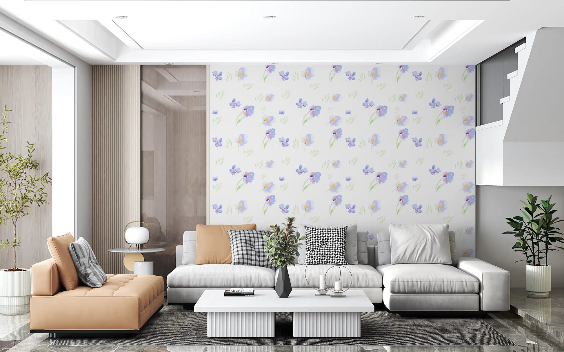 Soft Watercolor Blue Petals Wallpaper⁠
