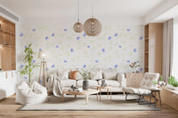 Minimalist Botanical Blue Petals Wallpaper⁠