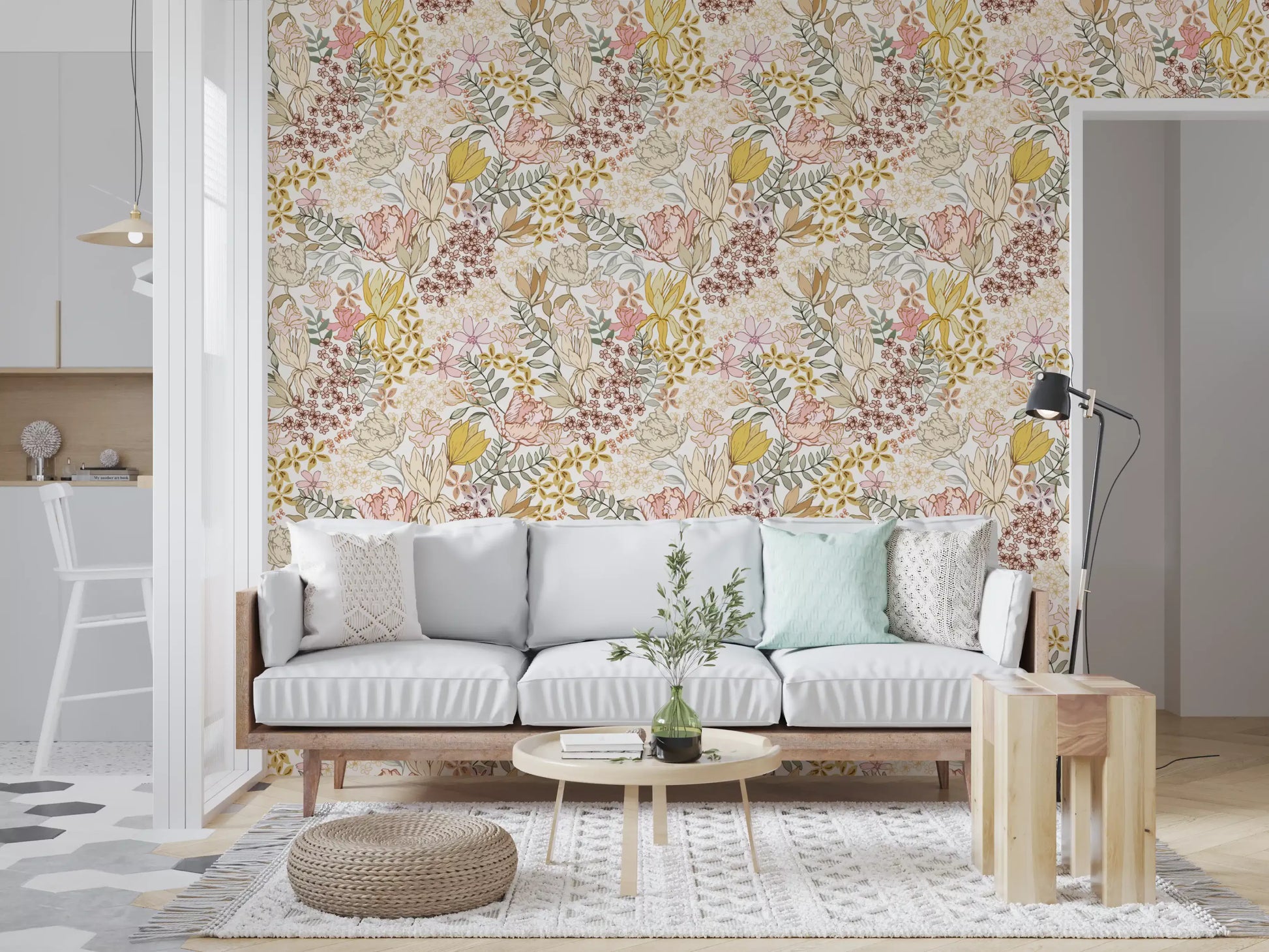 Rustic Garden Line Art Wallpaper⁠