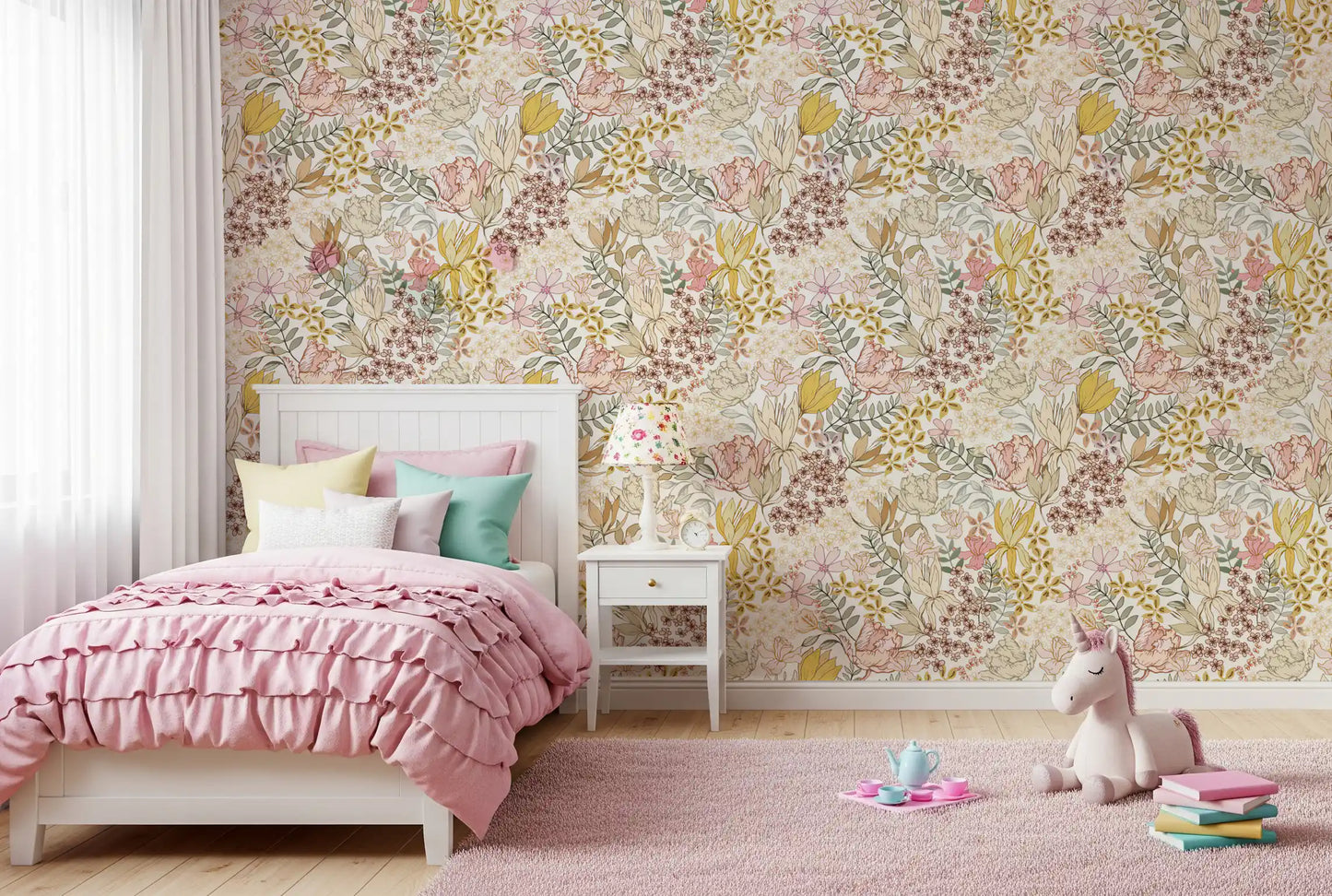 Rustic Garden Line Art Wallpaper⁠