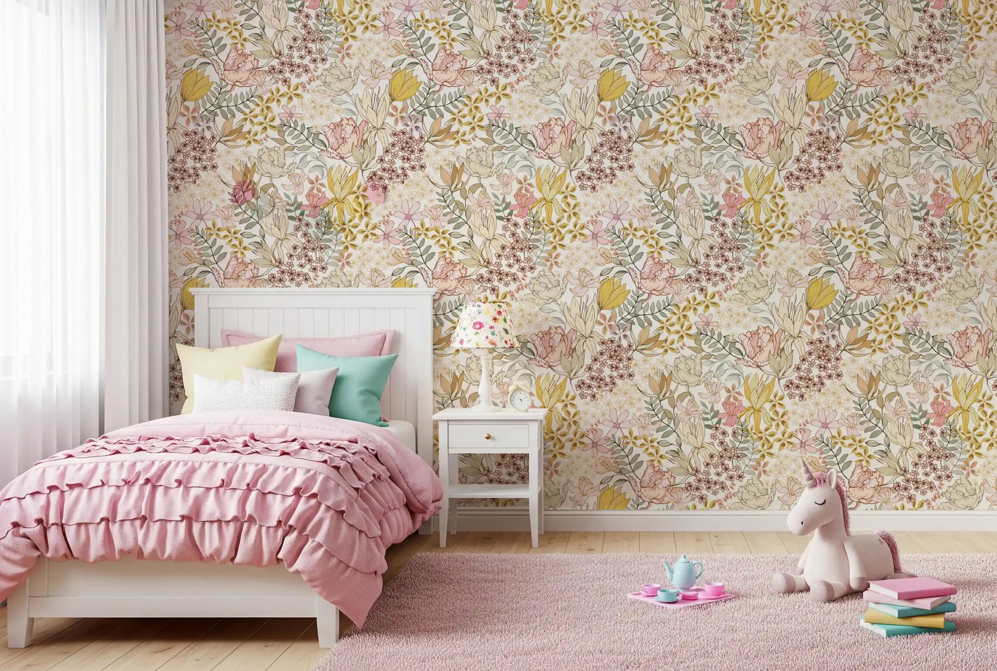 Rustic Garden Line Art Wallpaper⁠