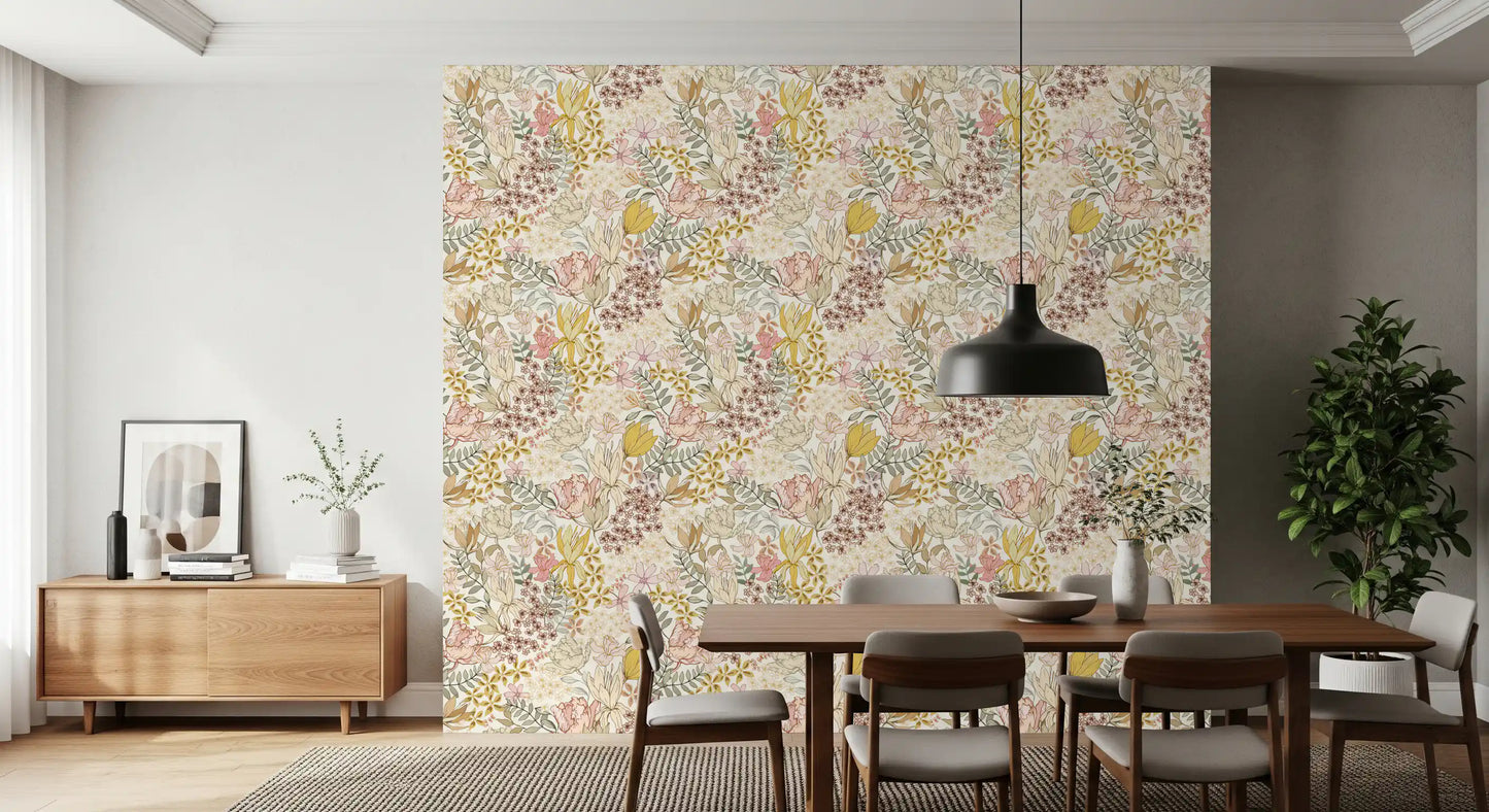 Rustic Garden Line Art Wallpaper⁠