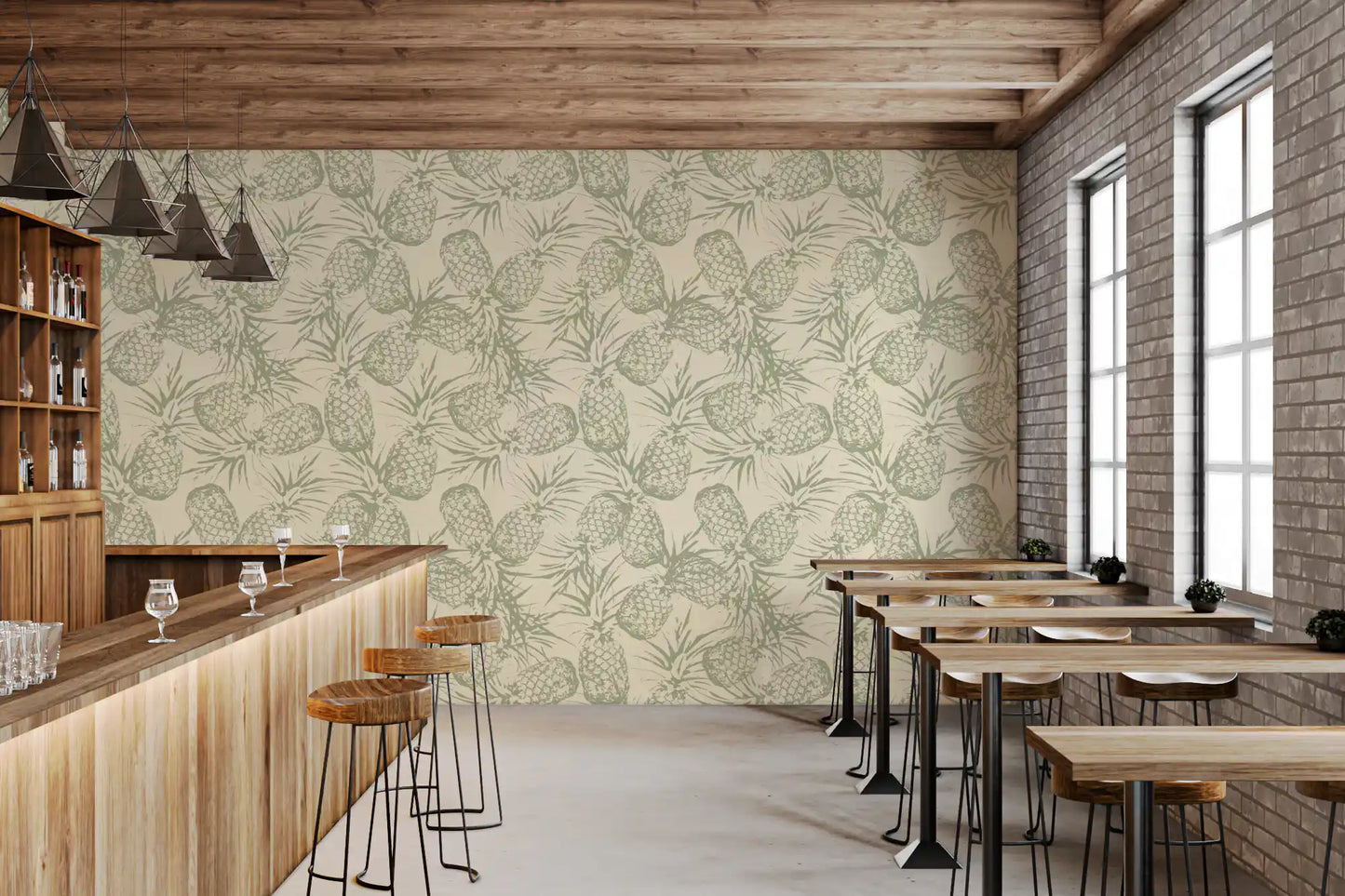 Rustic Pineapple Botanical Print Wallpaper⁠