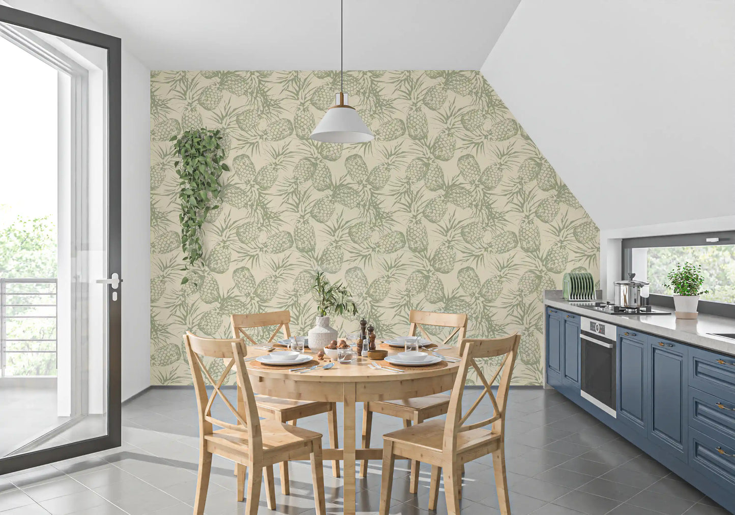 Rustic Pineapple Botanical Print Wallpaper⁠