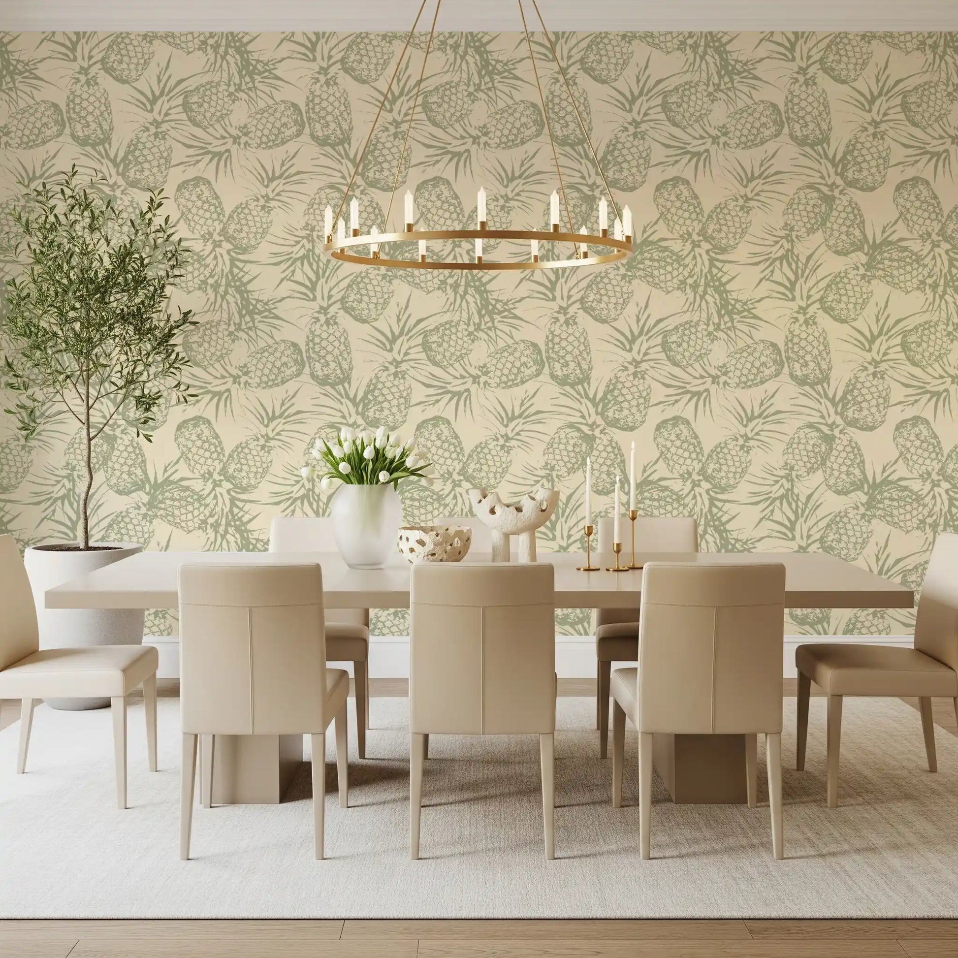 Rustic Pineapple Botanical Print Wallpaper⁠
