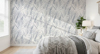 Monochrome Textured Palm Foliage Wallpaper⁠