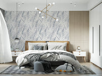 Monochrome Textured Palm Foliage Wallpaper⁠