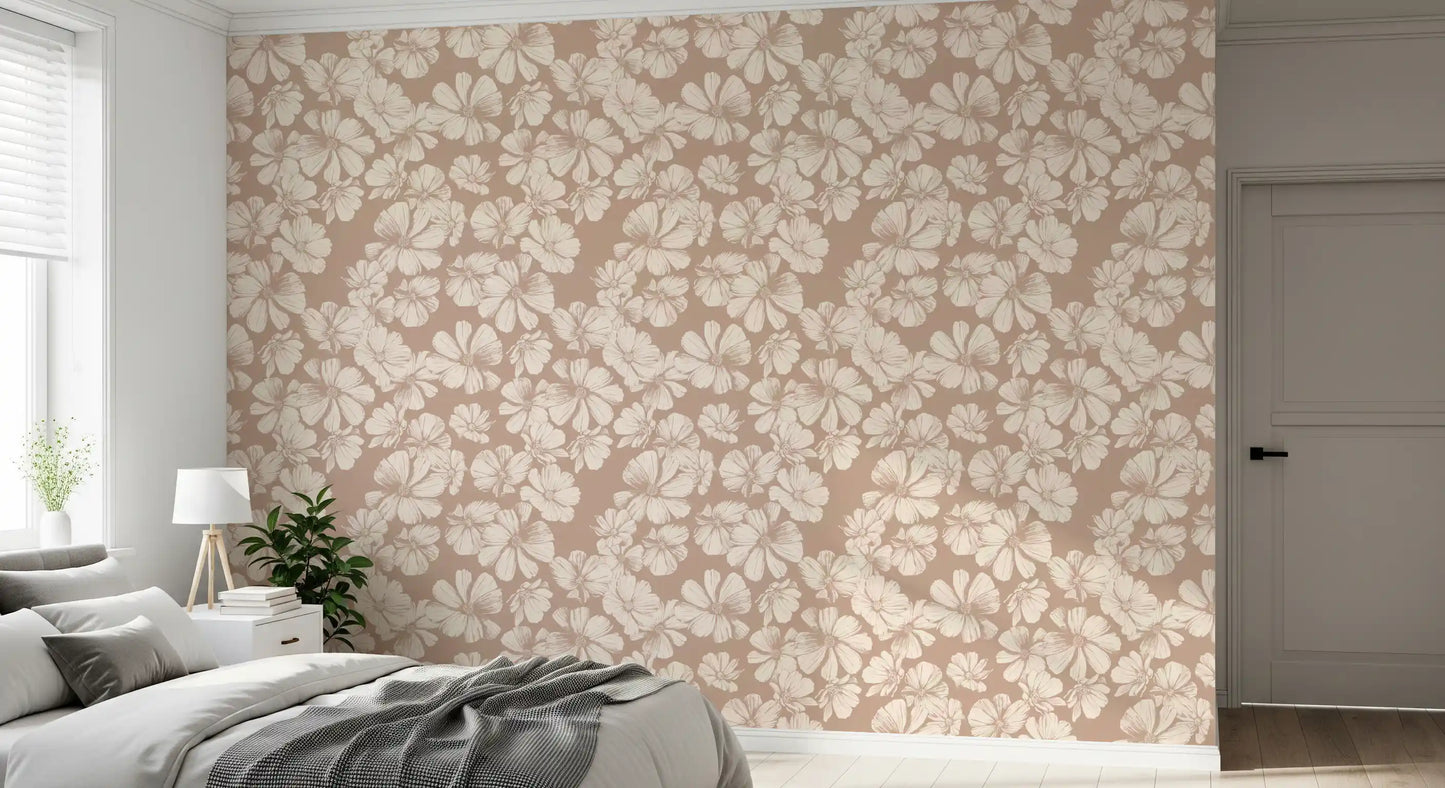 Creamy Botanical Sketches Wallpaper⁠