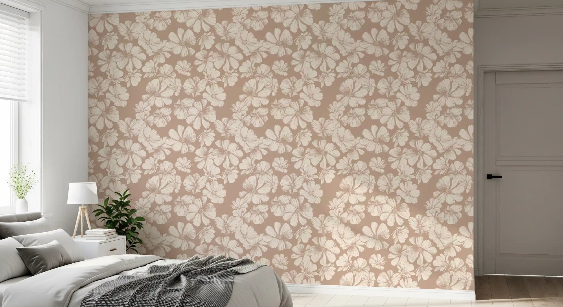 Creamy Botanical Sketches Wallpaper⁠