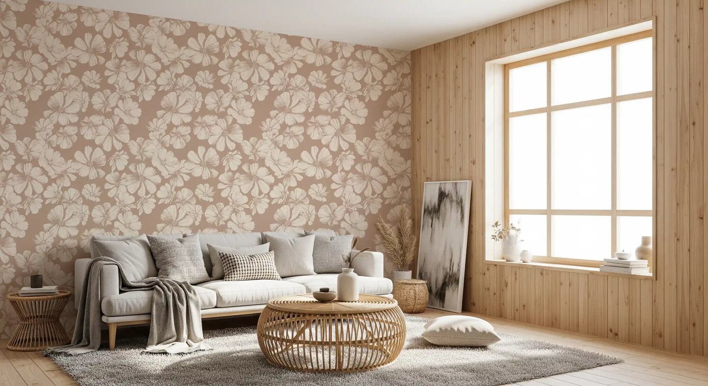 Creamy Botanical Sketches Wallpaper⁠