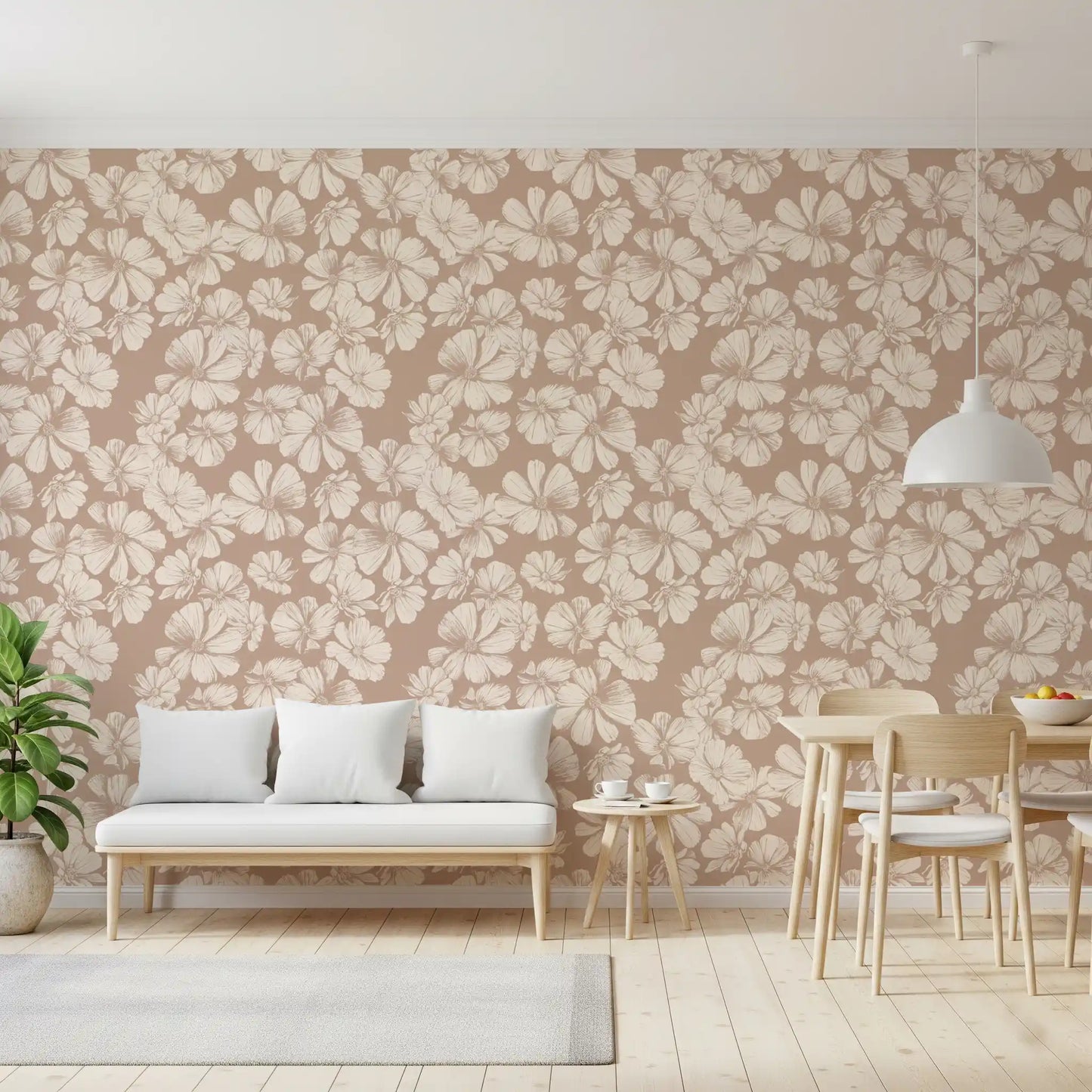 Creamy Botanical Sketches Wallpaper⁠