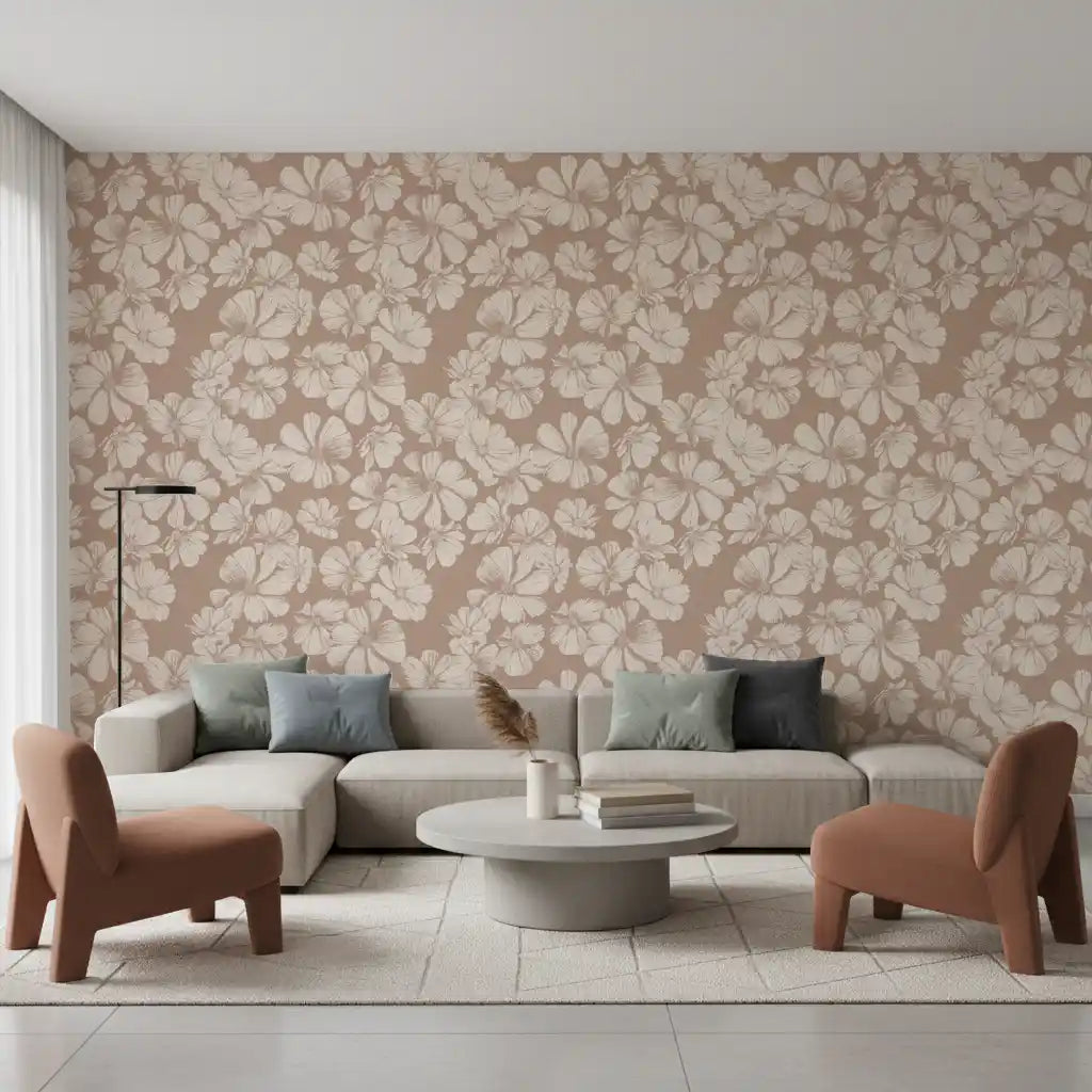 Creamy Botanical Sketches Wallpaper⁠
