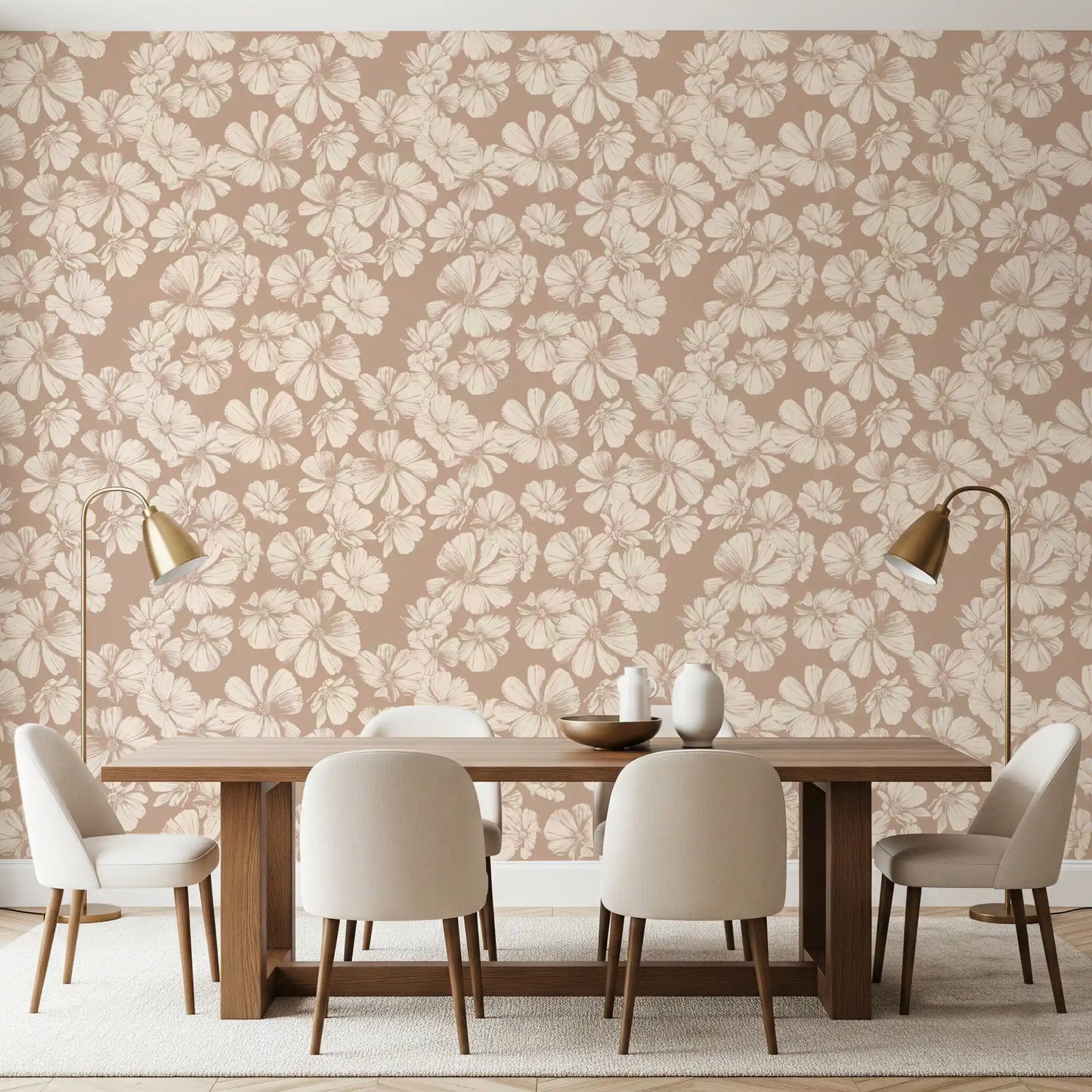 Creamy Botanical Sketches Wallpaper⁠
