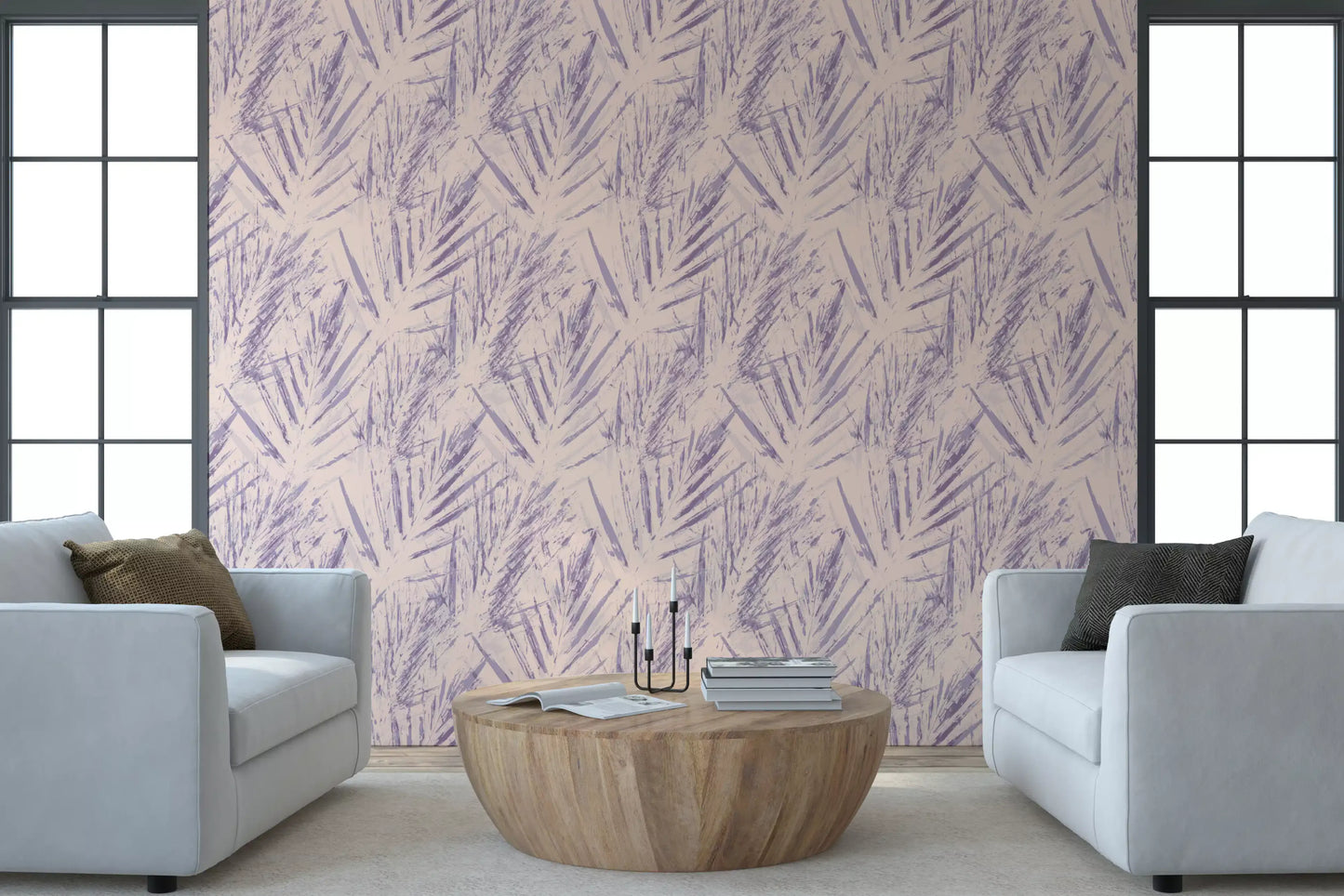 Abstract Lavender Ferns Wallpaper⁠