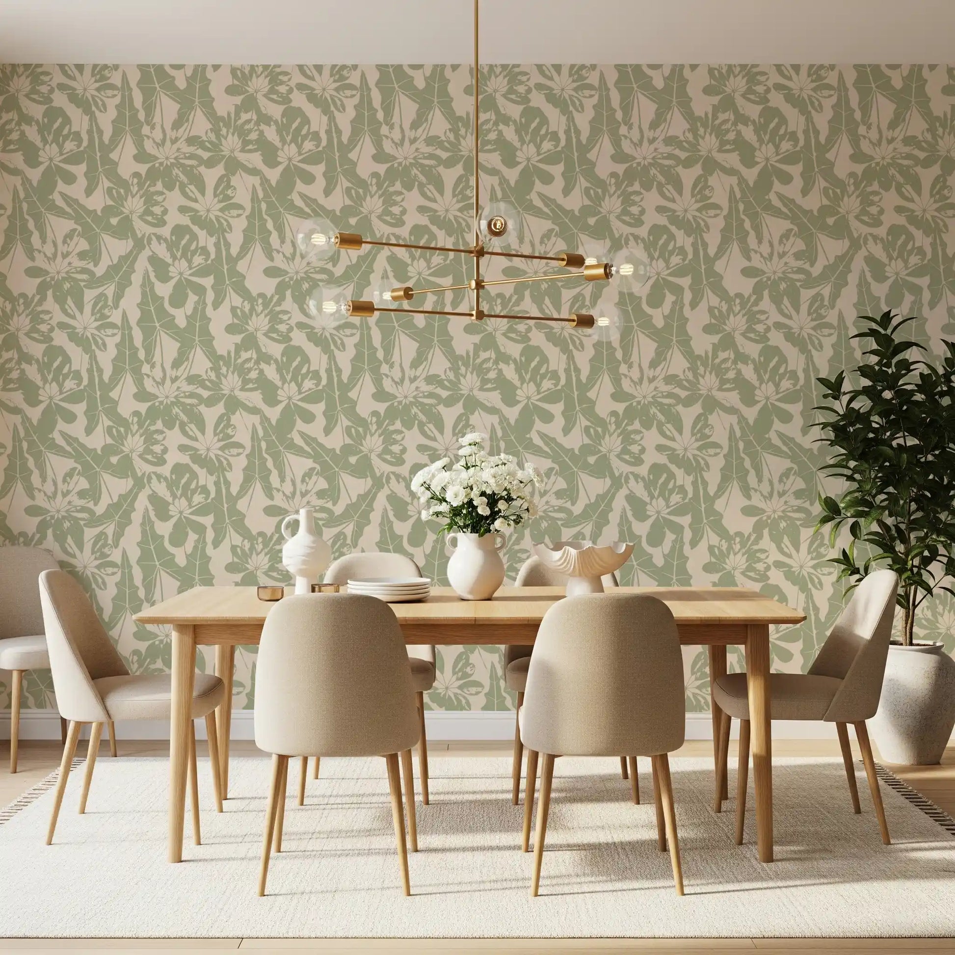 Serene Tropical Foliage Repeat Wallpaper⁠