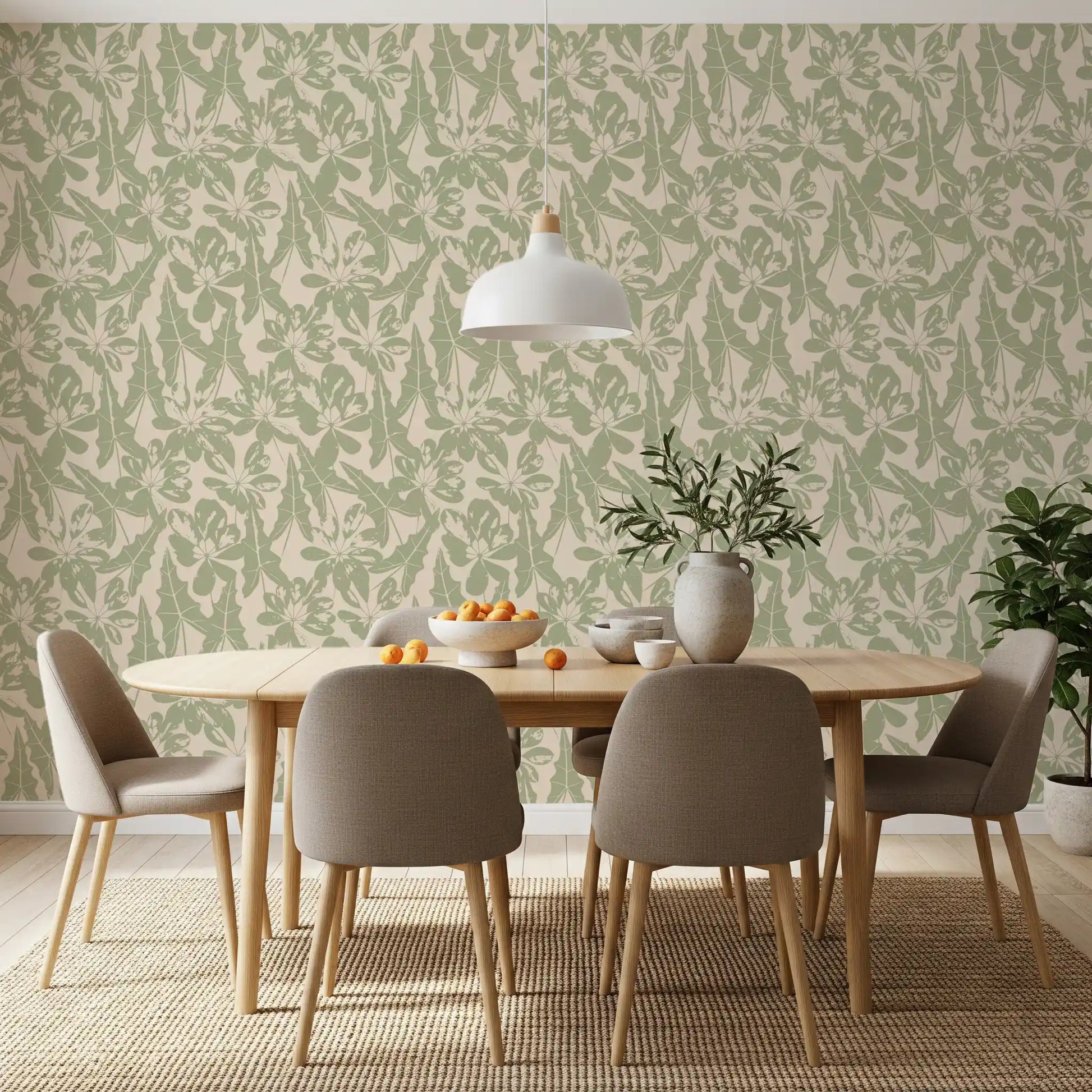 Serene Tropical Foliage Repeat Wallpaper⁠