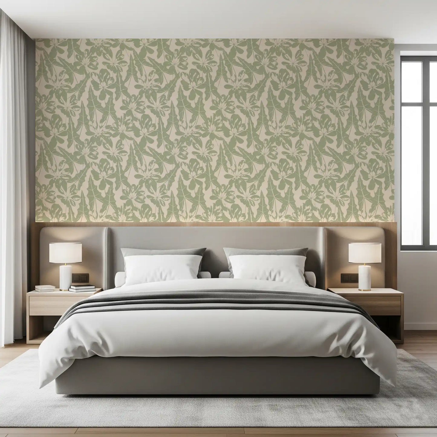 Serene Tropical Foliage Repeat Wallpaper⁠