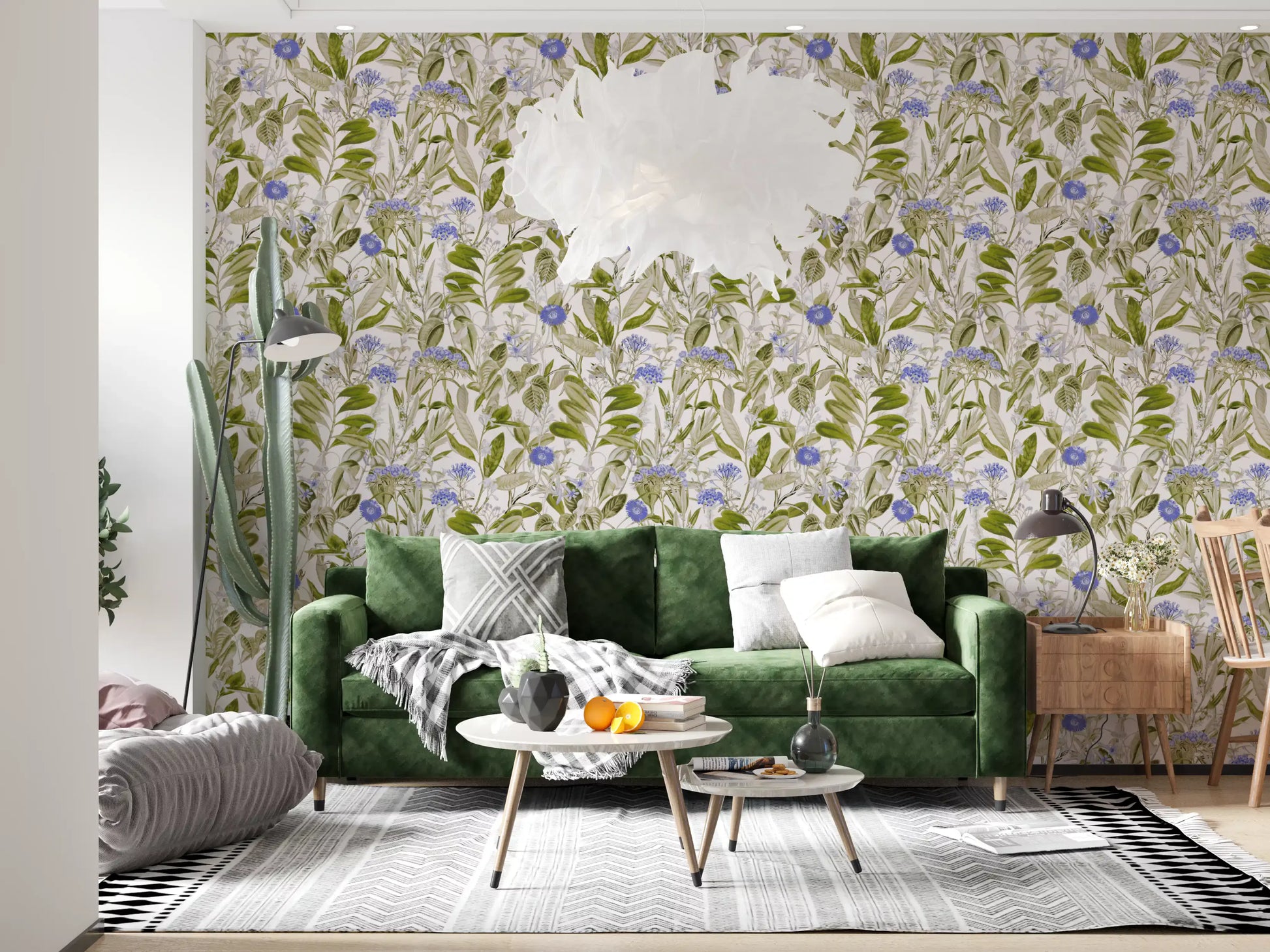 Serene Meadow Blue Floral Study Wallpaper⁠