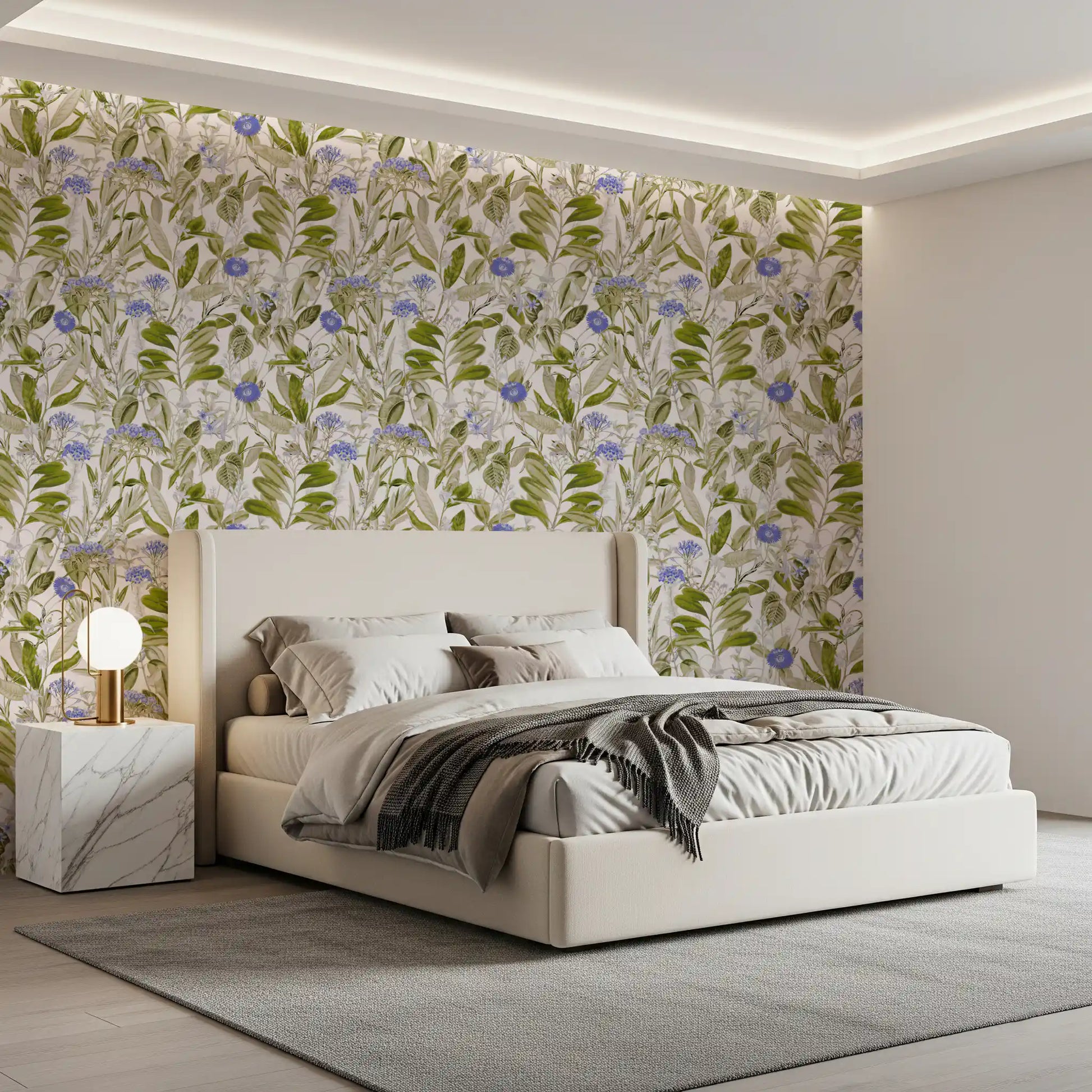 Serene Meadow Blue Floral Study Wallpaper⁠