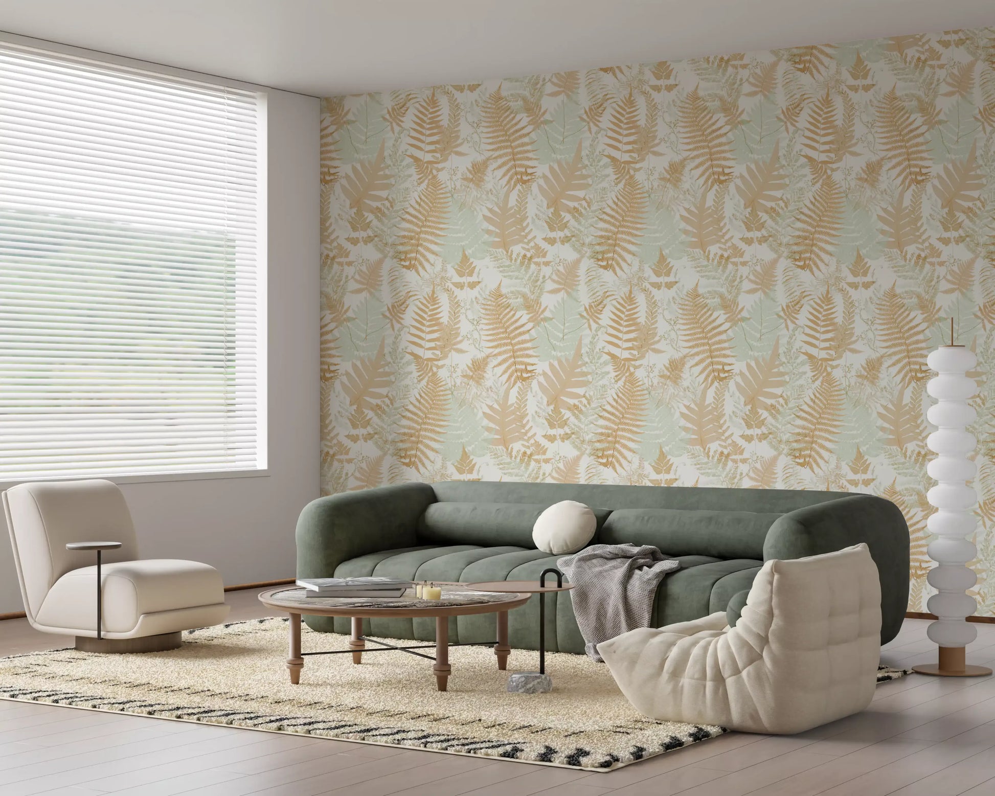 Sun-Drenched Woodland Ferns Wallpaper⁠