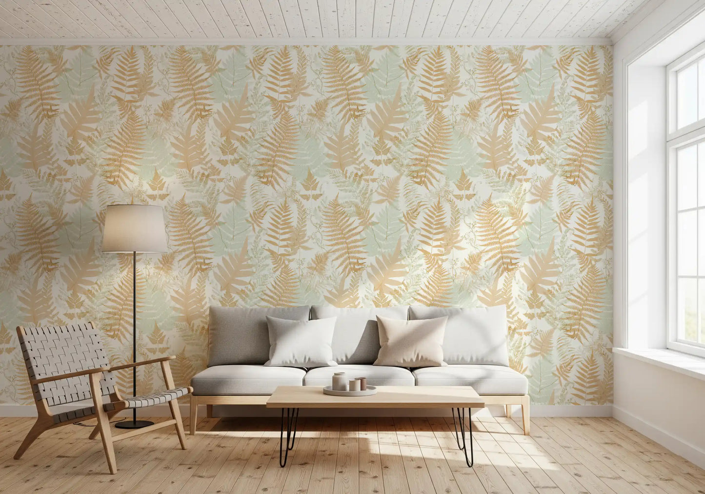 Sun-Drenched Woodland Ferns Wallpaper⁠
