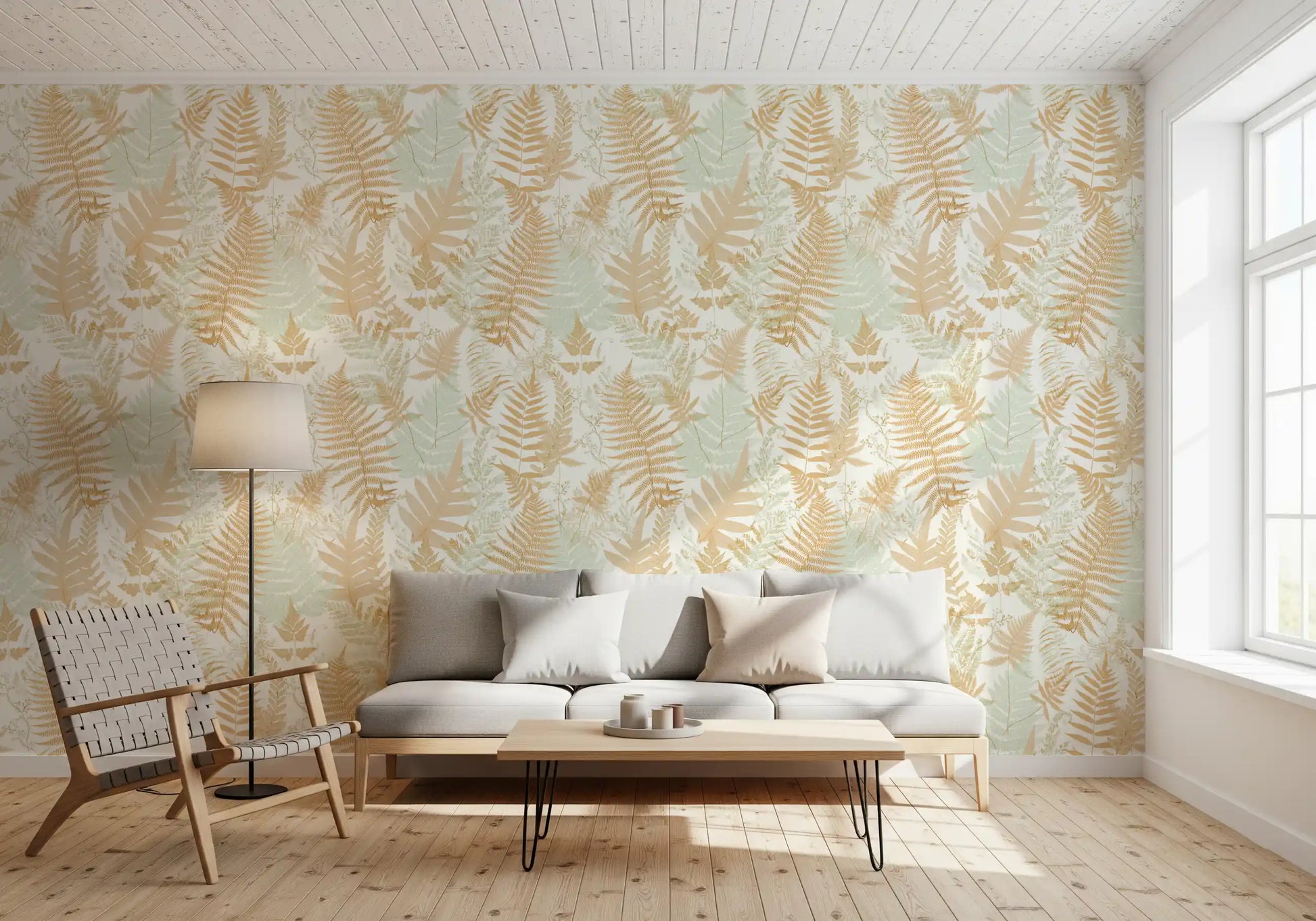 Sun-Drenched Woodland Ferns Wallpaper⁠