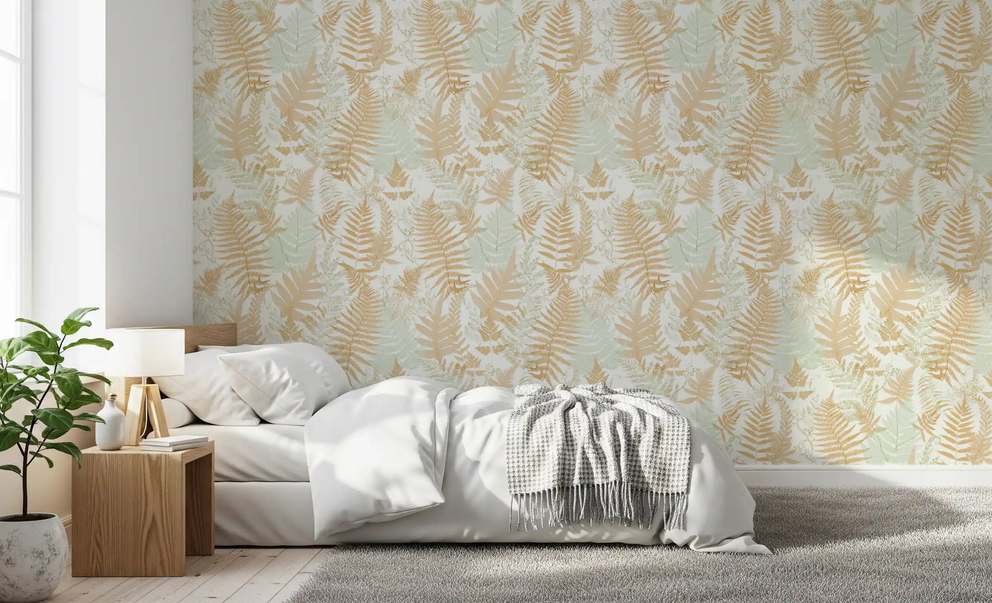 Sun-Drenched Woodland Ferns Wallpaper⁠