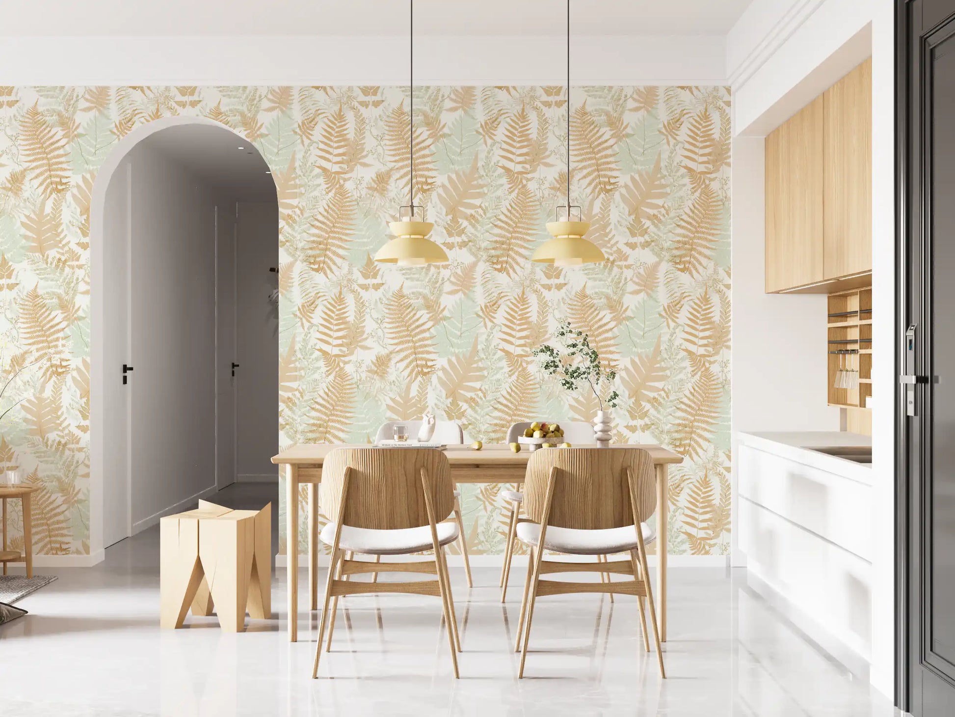 Sun-Drenched Woodland Ferns Wallpaper⁠
