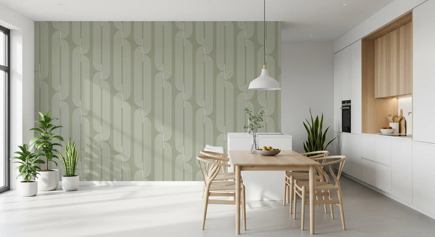Sage Green Linear Flow Wallpaper⁠