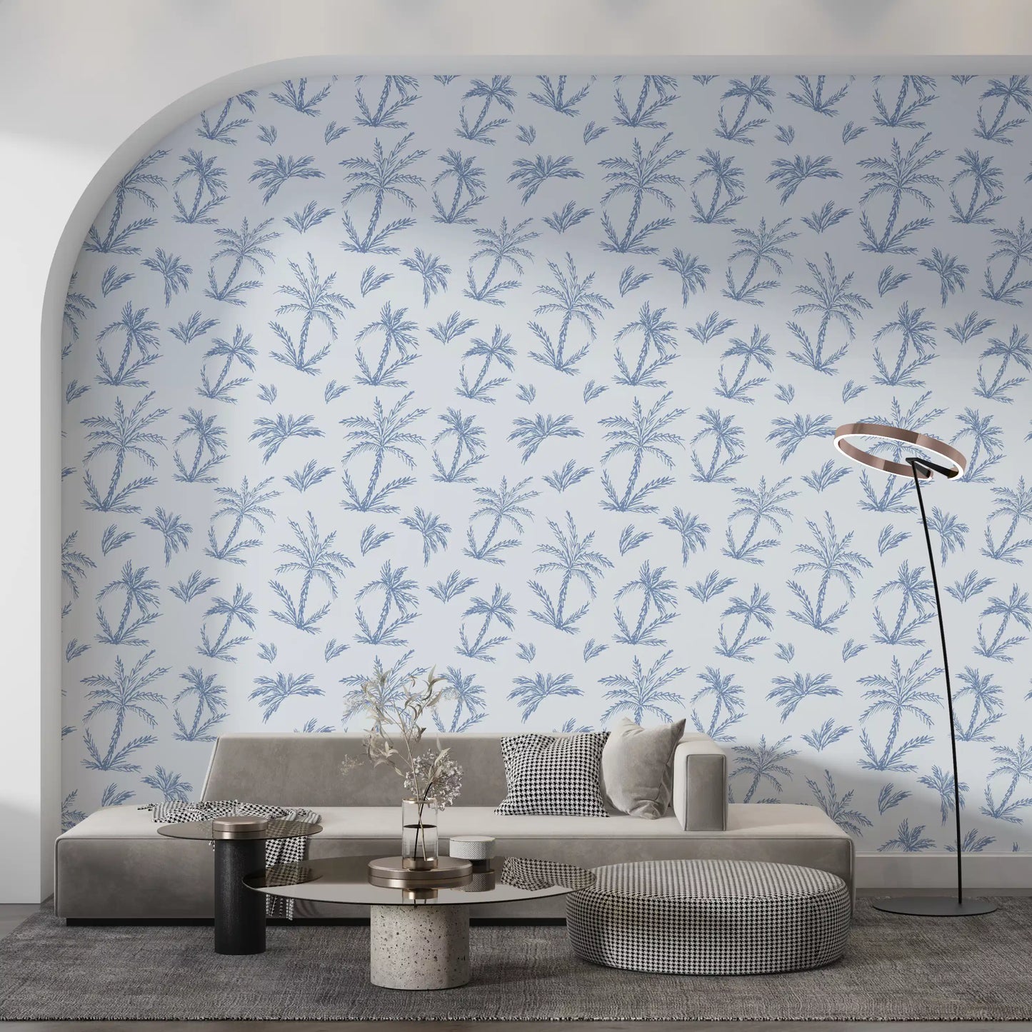 Breezy Blue Palm Orchard Wallpaper⁠