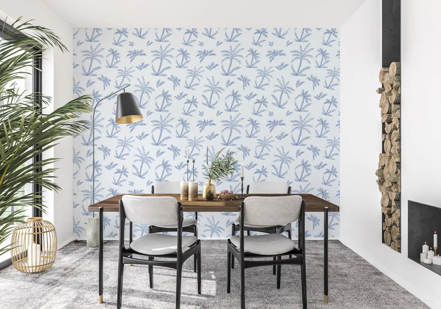 Breezy Blue Palm Orchard Wallpaper⁠