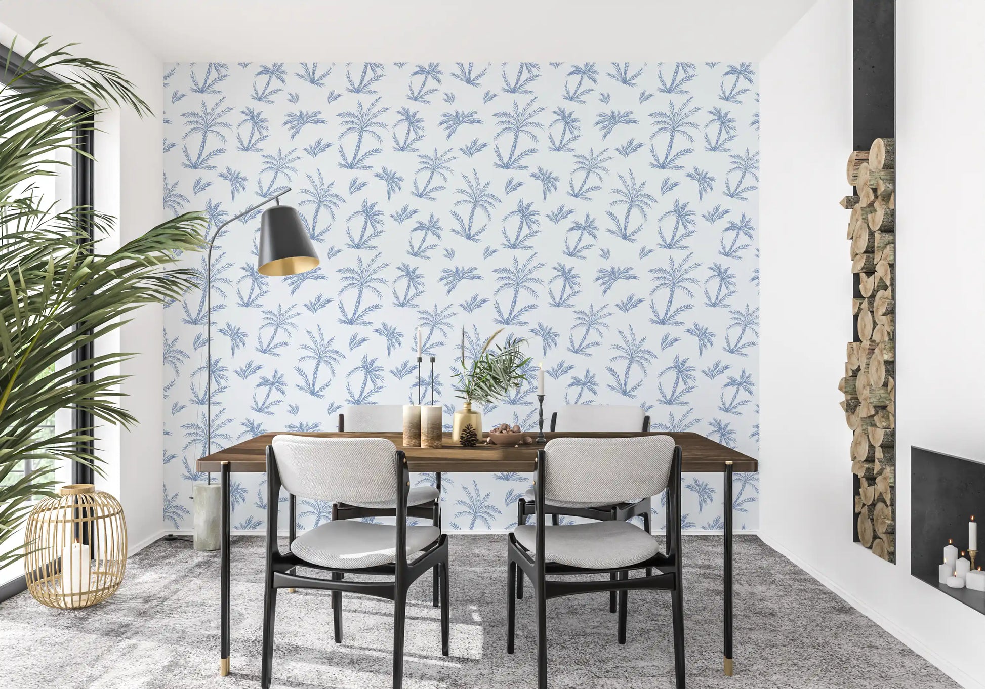 Breezy Blue Palm Orchard Wallpaper⁠