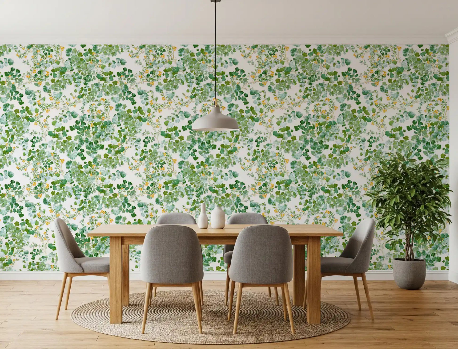 Verdant Woodland Foliage and Berries Wallpaper⁠