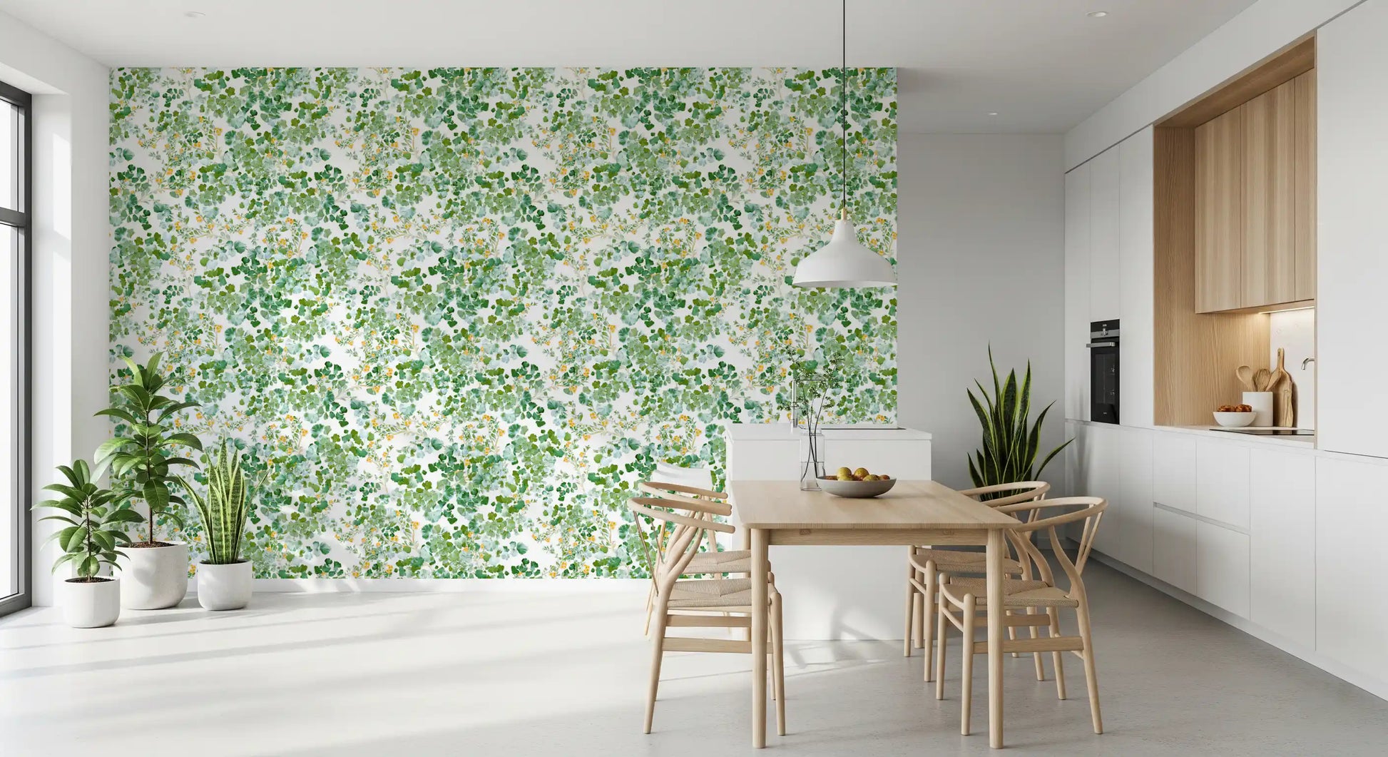 Verdant Woodland Foliage and Berries Wallpaper⁠