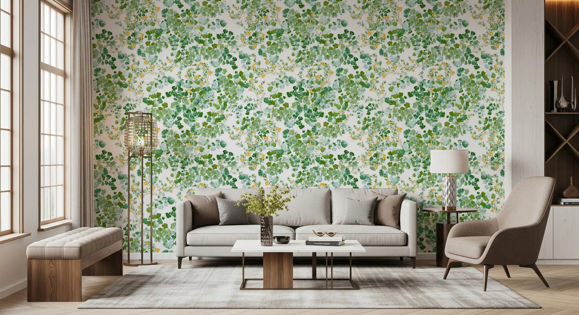 Verdant Woodland Foliage and Berries Wallpaper⁠