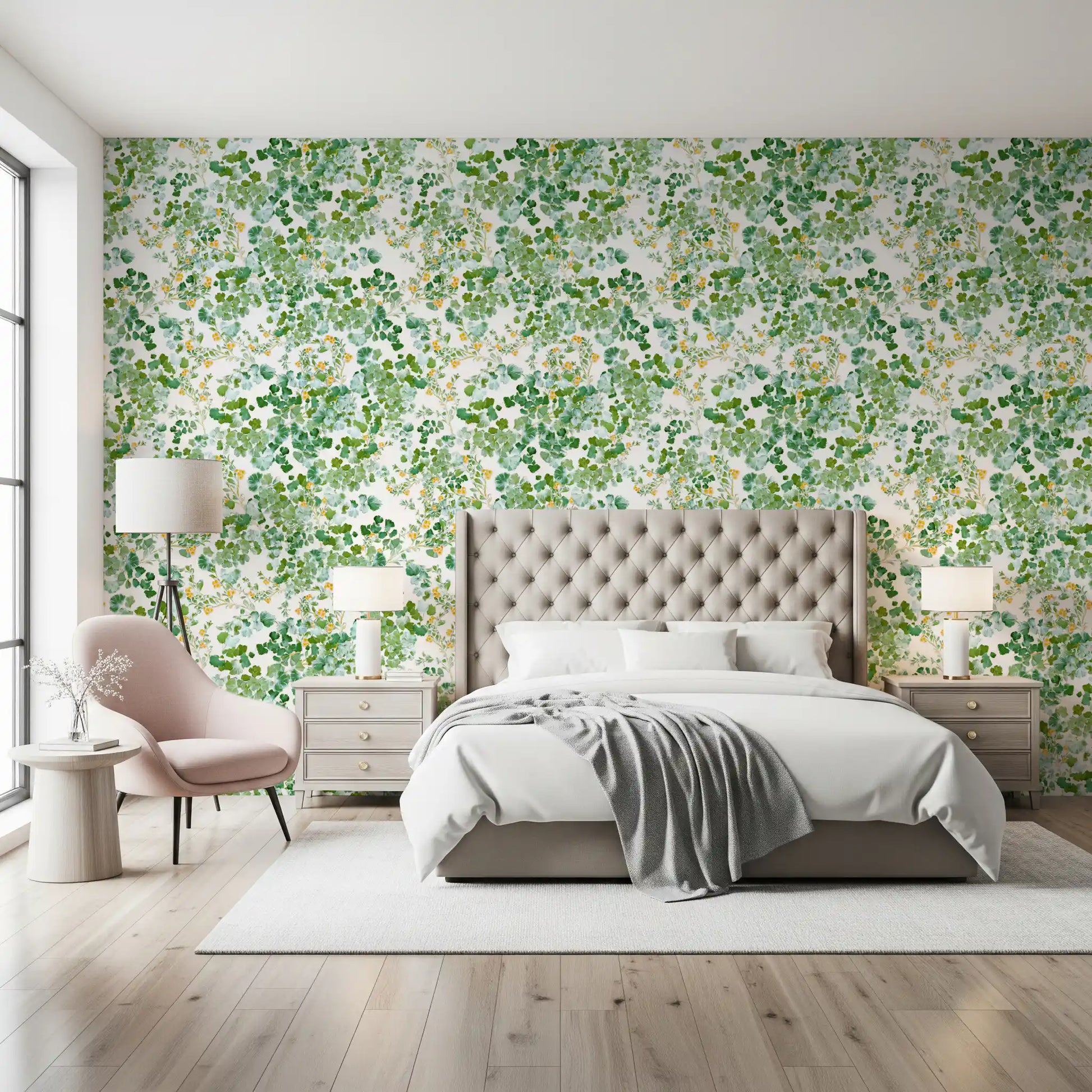 Verdant Woodland Foliage and Berries Wallpaper⁠
