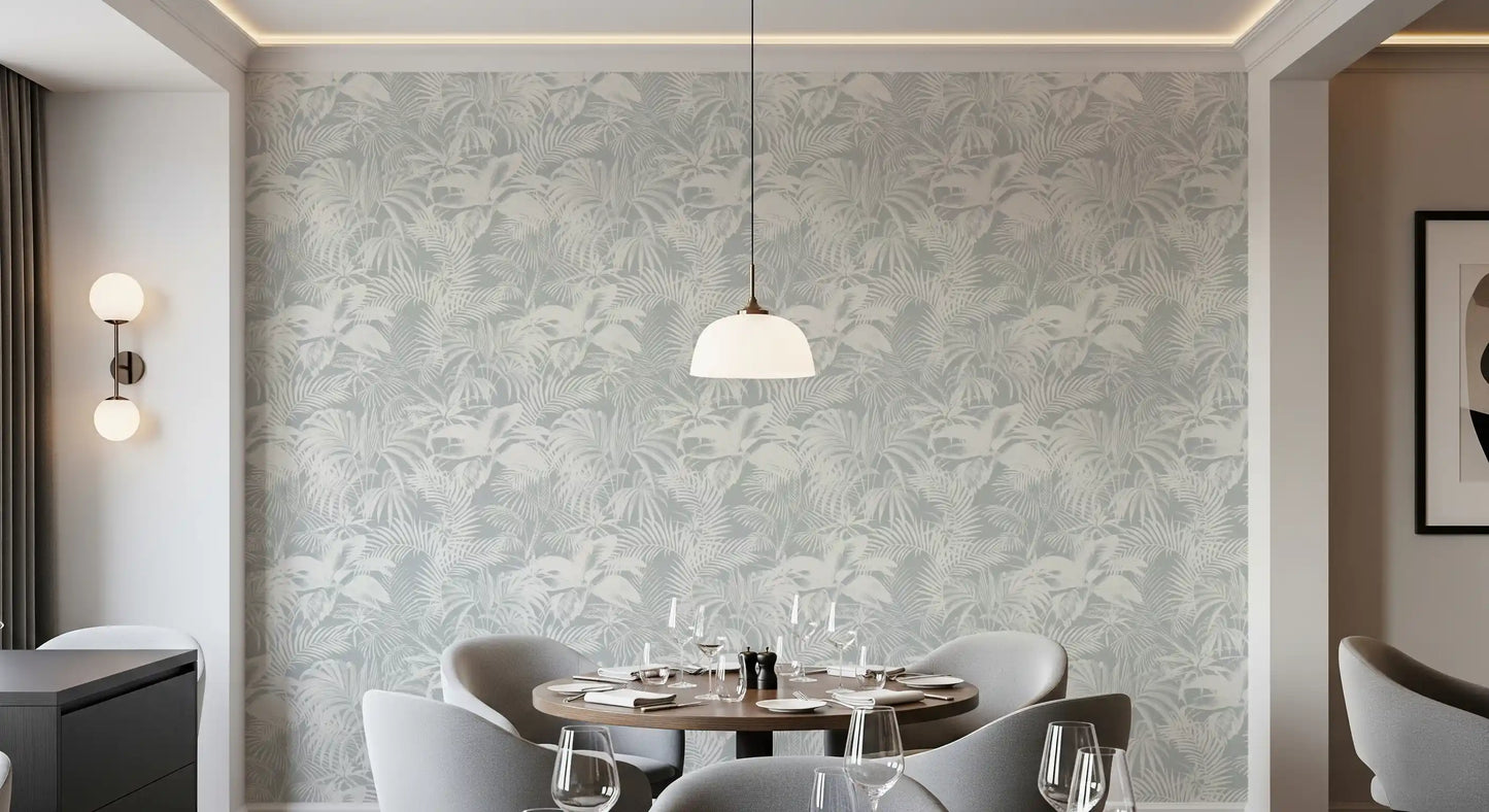 Monochromatic Tropical Palm Foliage Wallpaper⁠