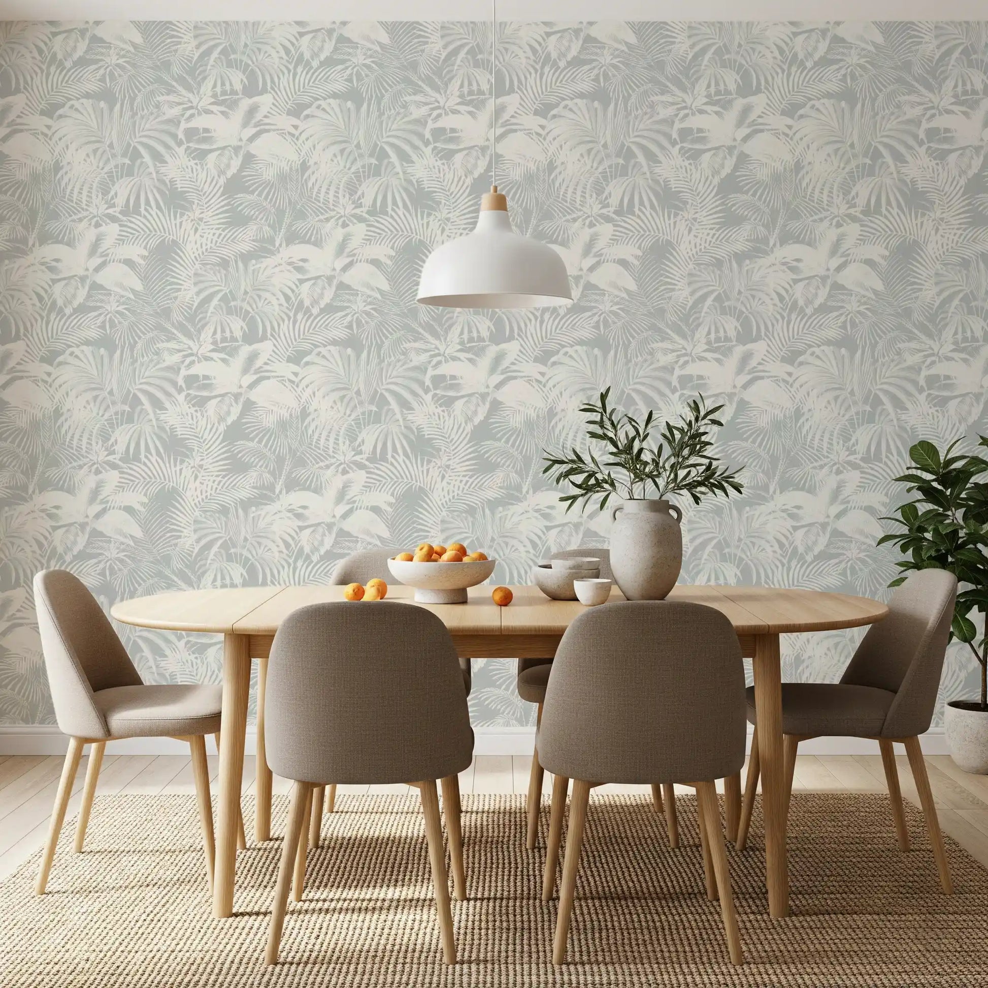 Monochromatic Tropical Palm Foliage Wallpaper⁠